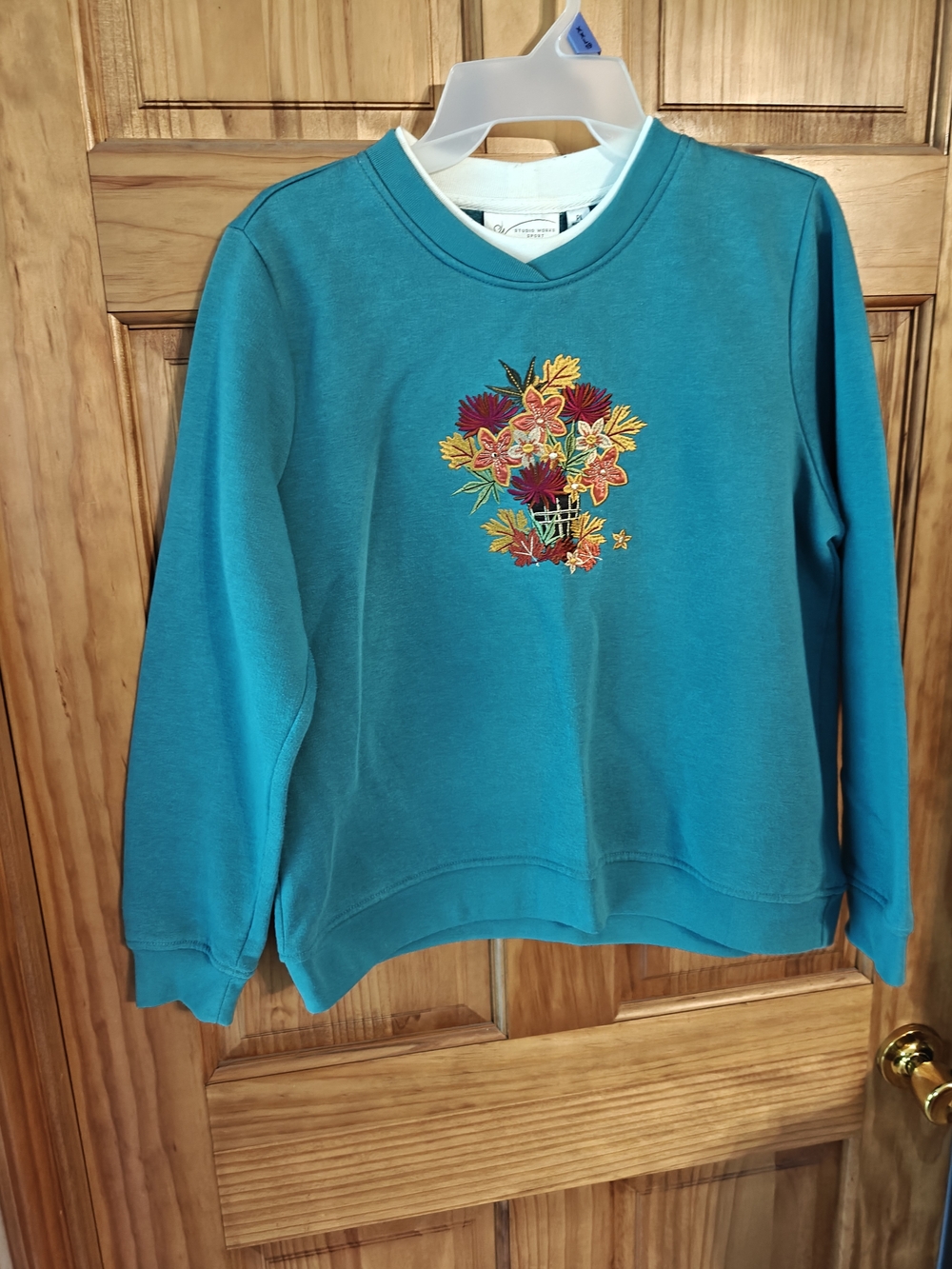 Studio Works Teal Sweatshirt with White Trim - Grandma